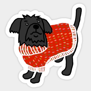 Cute Dog Christmas Winter Sweater with Tree Pattern Sticker